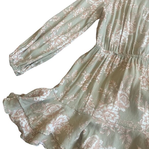 Kivari Tie Front Long Sleeve Mini Dress Flowy Floral Print Size Small Women's - Picture 11 of 14